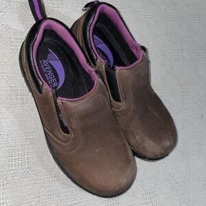 Avenger Work Boots Women’s Composite Toe Shoes Size 9.5 M Brown Leather Non Slip